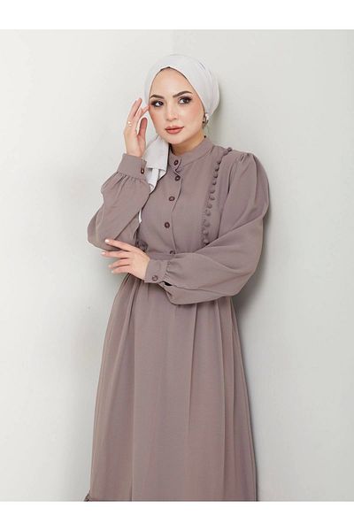 EFSUN MODA Γυναικείο ριγέ φόρεμα Stone Color Lace - Hijab