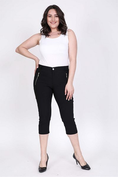 MYLİNE Lycra Capri Pants with Zipper Pockets