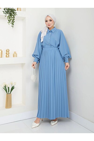 EFSUN MODA Σετ Hijab με Φούστα Mashhadir και Πέτο Πουκάμισο - Πλισέ Φούστα