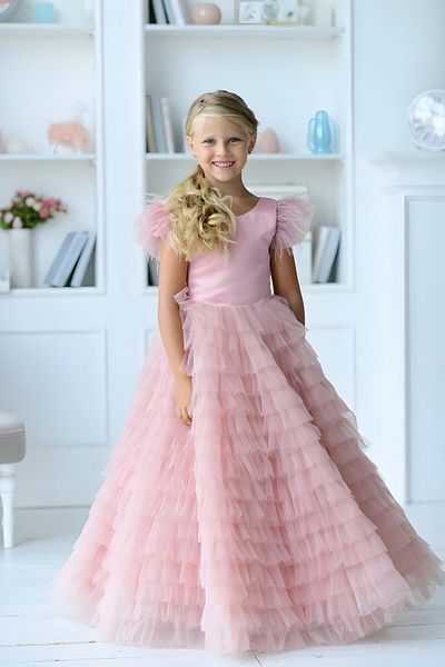 Asel Kids Girls Birthday Floor Length Pink Party Dress