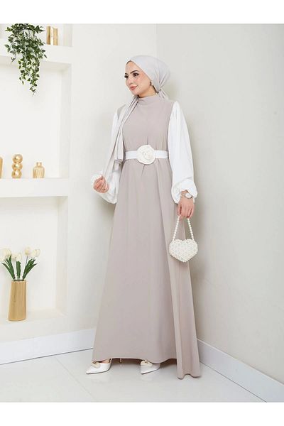 EFSUN MODA ΓΥΝΑΙΚΕΙΟ ΦΟΡΕΜΑ ΛΕΥΚΟ ΦΟΡΕΜΑ ΜΕ ΛΑΒΕΛΑ ΜΕ ΛΟΥΛΟΥΔΙΑ ΜΠΕΖ ΦΟΡΕΜΑ