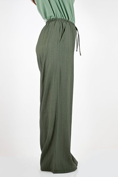BUSEM Wide Leg Palazzo Trousers with Elastic Waist and Tie