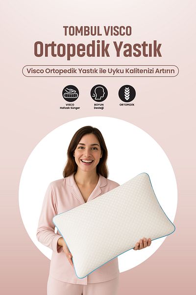 Viscomina Chubby Pillow with High Neck Support Orthopedic, Filled and Comfortable Sleeping Pillow-60X40