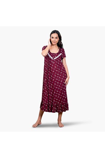 Aadaraya Floral Print Night Gown