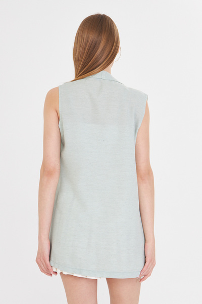 armonika Γυναικείο μακρύ γιλέκο γιακά μέντας ARM-20K001024