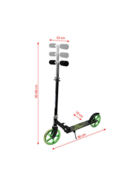 ACTION ONE Trotineta Pliabila Flow cu cric, roti 200 mm verzi, negru