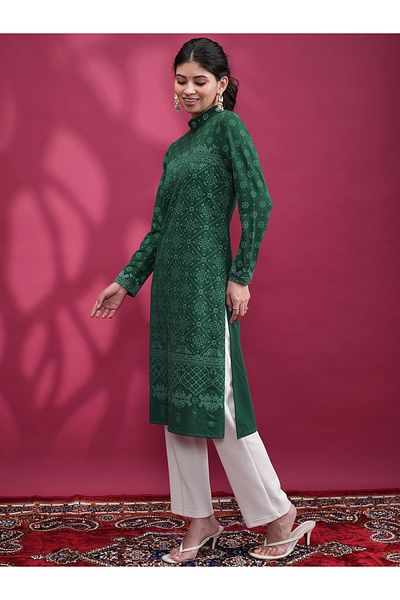 Vishudh By Styli High Neck Ethnic Motifs Thread Work Kurta