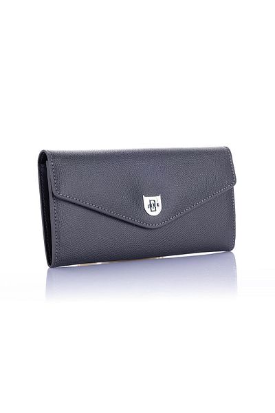 Getcho Mademoiselle Polina Women's Gray Buckle Long Cover Leather Look Multi-Eye Daily and Stylish Wallet Model