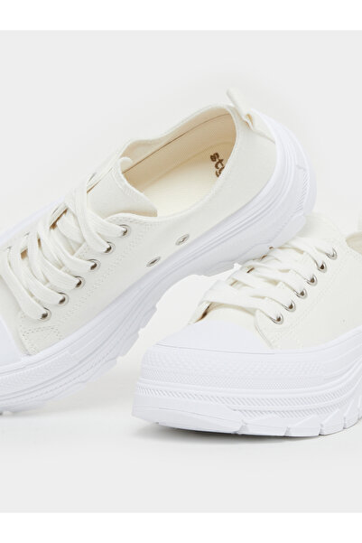 Styli Two Tone Cap Toe Platform Sneakers with Back Pull Tab