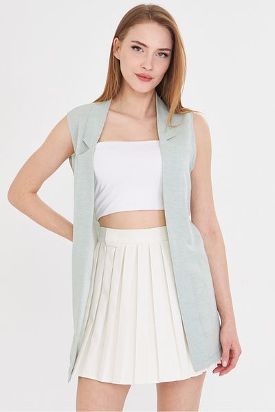 armonika Women's Mint Collar Long Vest ARM-20K001024