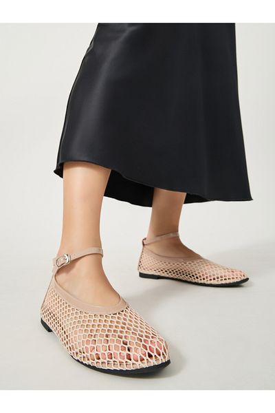 Styli Plain Ankle Strap Net Casual Shoes