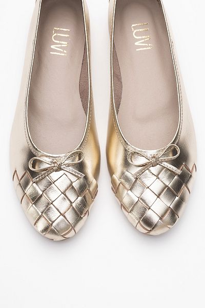 LuviShoes 03 Gold Skin Genuine Leather Women's Ballerina Shoes