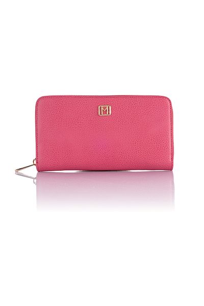 Getcho Mademoiselle Javed Women's Fuchsia Pink Zippered Large Size Simple Design Wallet Model with Card Holder Compartment
