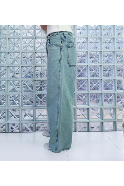 Dalikda Young&Girls Wide Leg High Waist Denim Pants Star Pattern 100% Cotton Palazzo