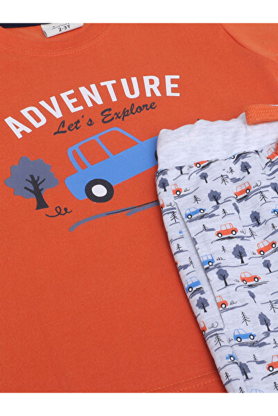 Victor and Jane By Styli Graphic Print T-Shirt and All-Over Printed Shorts Set