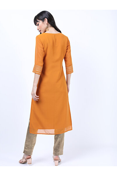 Vishudh By Styli Women Brown Ethnic Motifs Printed Straight Kurta