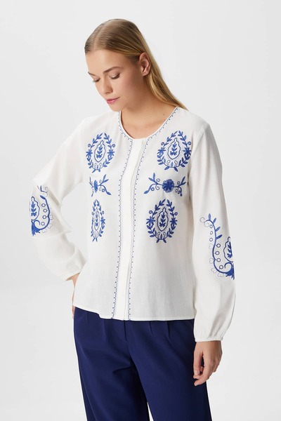 Ritnice Cămașă țesută obișnuită din bumbac brodat Merit pentru femei