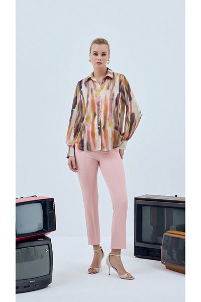 yakestore Watercolor Patterned Satin Shirt