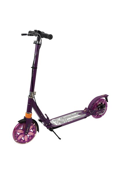 ACTION ONE Trotineta Pliabila Desire cu doua amortizoare, roti luminoase si frana pe disc, lila
