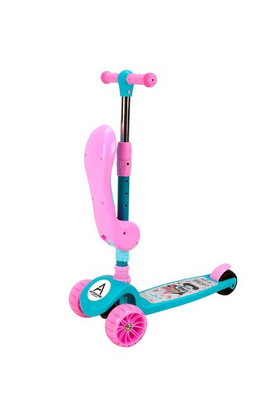 ACTION ONE Trotineta pliabila Popsicle cu scaunel, roti luminoase si muzica, roz