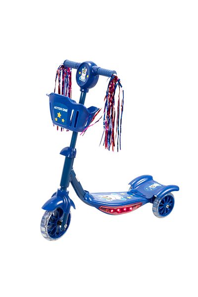 ACTION ONE Trotineta Kiddy Unicorn cu lumini si muzica, albastru