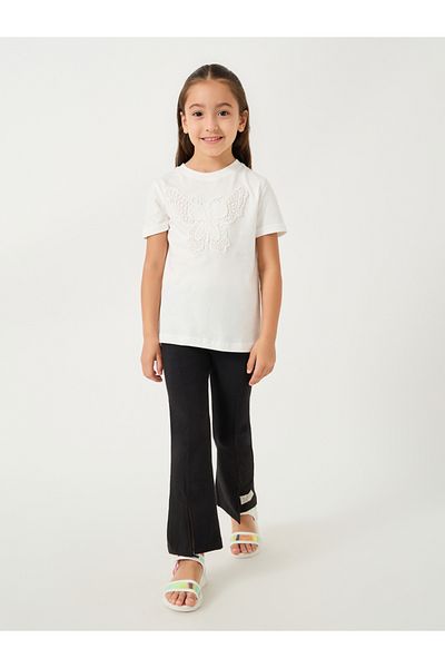 Styli Toddler Girls t-shirt with butterfly crochet patch