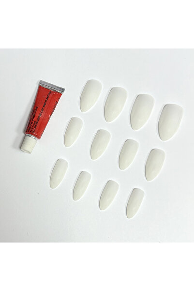 Gold Beauty Takma Tırnak 12 Adet Beyaz & Sıvı Yapıştırıcılı