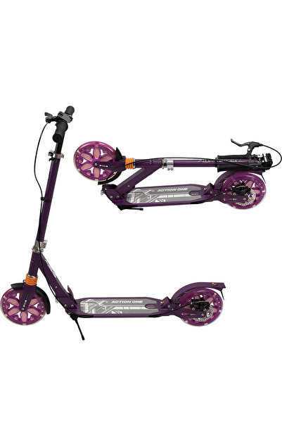 ACTION ONE Trotineta Pliabila Desire cu doua amortizoare, roti luminoase si frana pe disc, lila