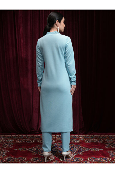 Vishudh By Styli Women Blue Floral Kurta and Trouser Set