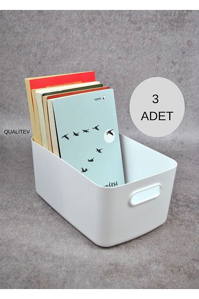 Qualitev 3-Piece Cabinet Organizer Basket / Decorative Storage Box / Bathroom and Kitchen Organizer25Cmx15Cmx10Cm