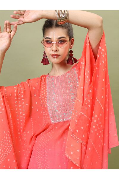 Vishudh By Styli Orange Embroidered Kurta Set with Dhoti Pants