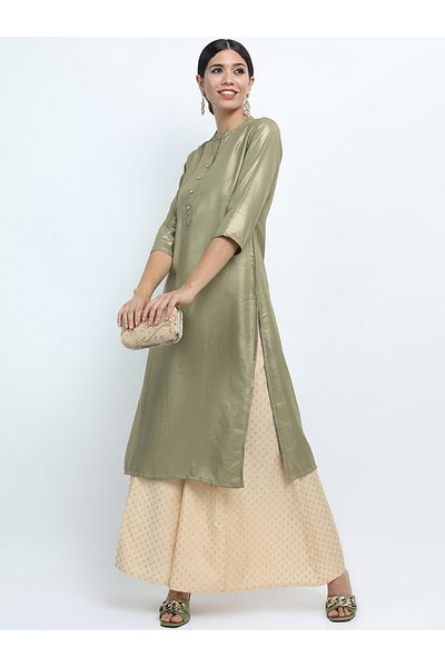 Vishudh By Styli Women Olive Green Solid Kurta