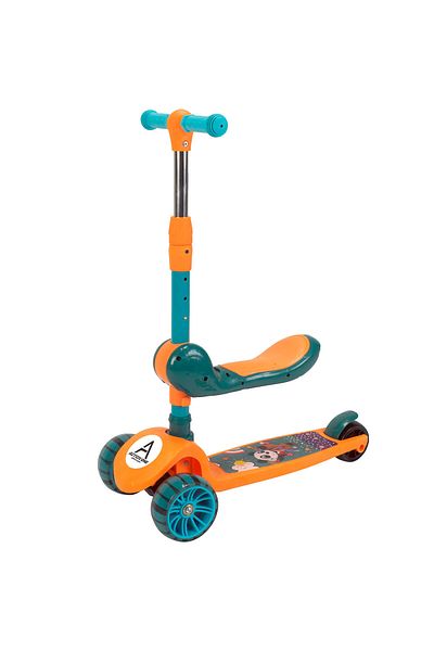 ACTION ONE Trotineta pliabila Popsicle cu scaunel, roti luminoase si muzica, orange