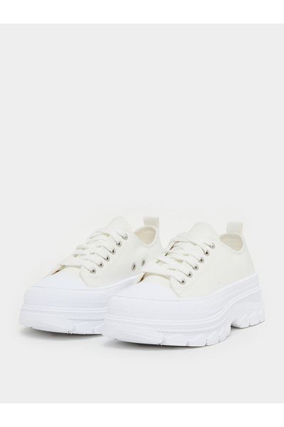 Styli Two Tone Cap Toe Platform Sneakers with Back Pull Tab