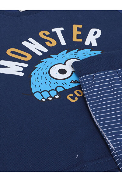 Victor and Jane By Styli Graphic Print T-Shirt and Striped Pyjama Set