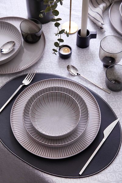 Kütahya Porselen Kutahya Porcelain Crest 18 Piece 6 Seater Dinner Set - Gray, Reactive