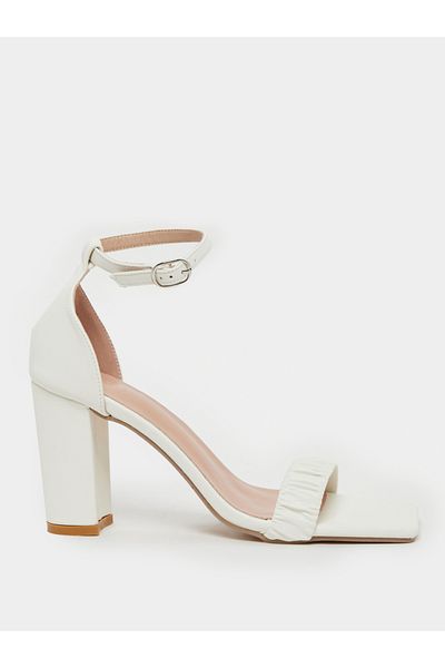 Styli Pleated Ankle Strap Block Heel Sandals