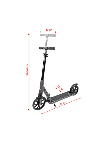 ACTION ONE Prodigy Folding Scooter with Jack, 200 mm Wheels, Anthracite Grey