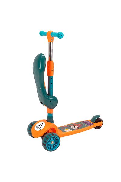 ACTION ONE Trotineta pliabila Popsicle cu scaunel, roti luminoase si muzica, orange