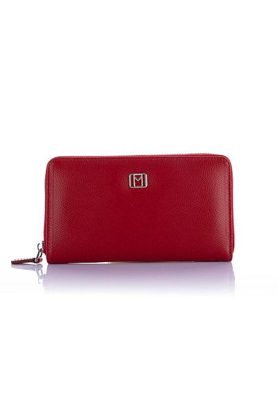 Getcho Mademoiselle Ferden Women's Red Long Zippered Card Holder Multi-Eye Large Size Coin Holder Wallet Model