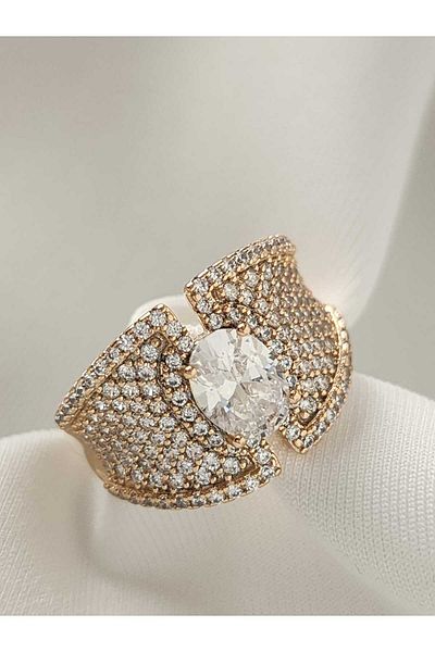 ZÜLİSCH Zircon Stone Ring Xp Thick Model Rosegold Solitaire Special Series