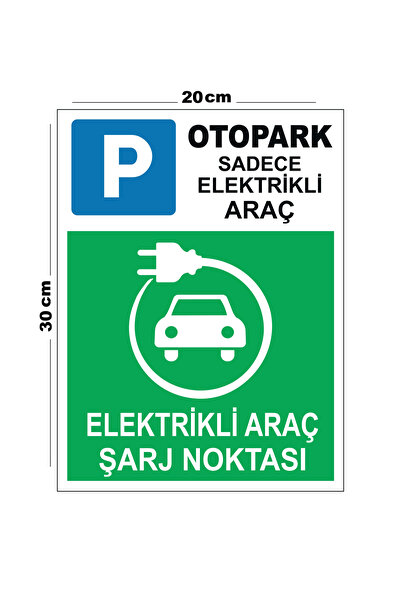 Lucena Metal Elektrikli Araç Şarj Noktası 20cm x 30cm A4 Büyüklüğünde Uyarı L...