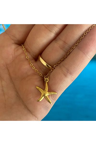 Hoop jewelery Steel Chain Starfish Medal