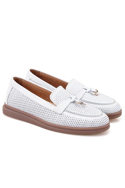 Desa Women's White Leather Casual Shoes