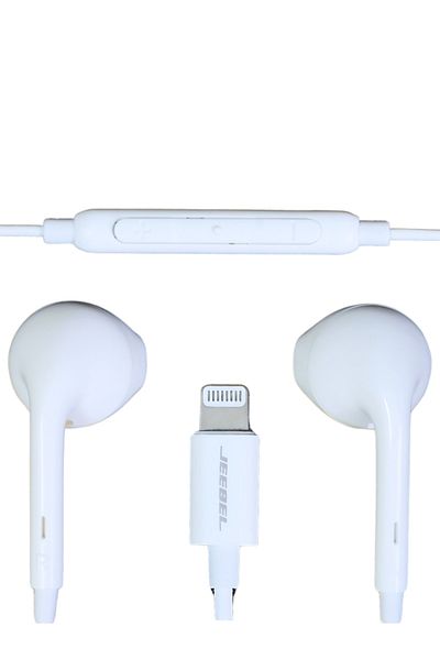 Jeebel |MFi Certified Lightning Earphones with Mic & Control | 1.2M Cable | Clear Sound | White