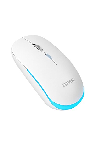 Everest Km-1500 Beyaz Kablosuz Şarj Edilebilir Rainbow Aydınlatmalı Q Multimedia Klavye + Mouse Set