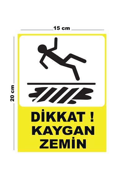 Lucena Metal Caution Slippery Floor - 3 15cm X 20cm Warning Sign Diversion Sign