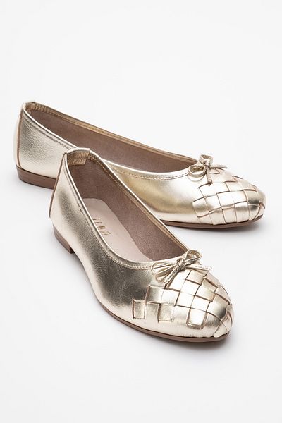 LuviShoes 03 Gold Skin Genuine Leather Women's Ballerina Shoes