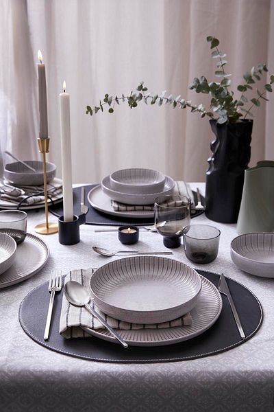 Kütahya Porselen Kutahya Porcelain Crest 18 Piece 6 Seater Dinner Set - Gray, Reactive