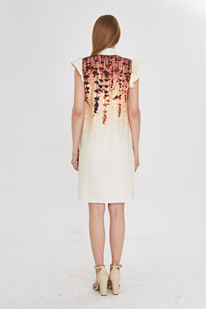 armonika Жіноче плаття відкритого кавового кольору з V-подібним вирізом, рукавами з воланами та краваткою ARM-25Y001023